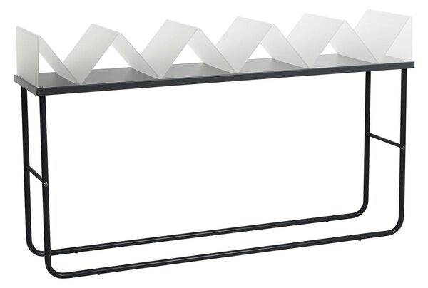 Libreria da terra struttura in metallo laccato ZIGZAG 132x35xh 90 cm con struttura in metallo verniciato NERO ripiani in metacrilato