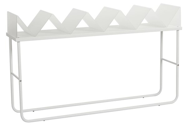 Libreria da terra struttura in metallo laccato ZIGZAG 132x35xh 90 cm con struttura in metallo verniciato BIANCO ripiani in metacrilato