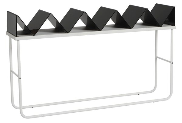 Libreria da terra struttura in metallo laccato ZIGZAG 132x35xh 90 cm con struttura in metallo verniciato BIANCO ripiani in metacrilato