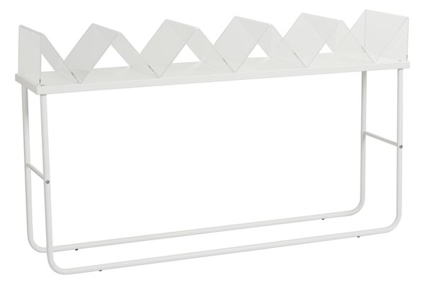 Libreria da terra struttura in metallo laccato ZIGZAG 132x35xh 90 cm con struttura in metallo verniciato BIANCO ripiani in metacrilato