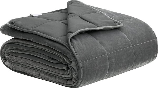 WOLTU Coperta terapeutica pesata per adulti, in microfibra, sensazione di cachemire, coperta pesata, grigio 200x230cm, 11kg