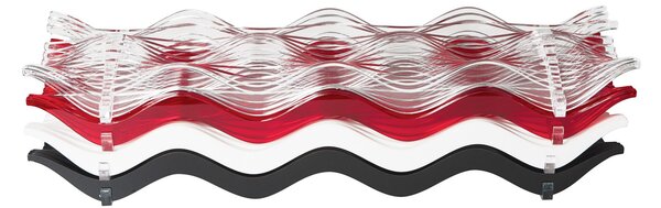 Centrotavola di forma rettangolare in metacrilato 60x15xh6 cm colore rosso trasparente