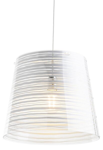 Lampadario a sospensione in policarbonato diametro 42xh36 cm PIXI grande paralume conico in policarbonato Argento
