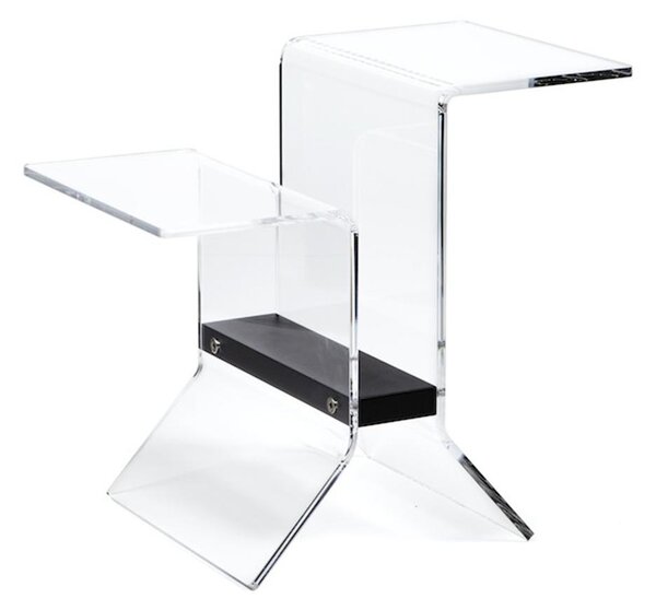 Tavolino Portariviste multifunzione Dimensioni 53x33xh48cm IDEO in Metacrilato Trasparente particolare in Legno Colore Nero