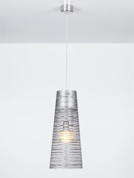 Sospensione con paralume conico PIXI �25xh60 cm in policarbonato trasparente Argento