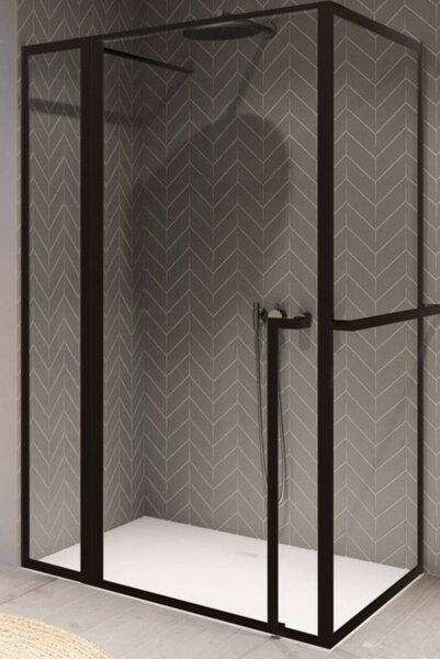 Porta doccia con parete laterale Riho Lucid GD203 XL 110x90x200 cm colore telaio nero GD211B090