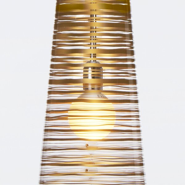 Sospensione con paralume conico PIXI �25xh60 cm in policarbonato trasparente Oro
