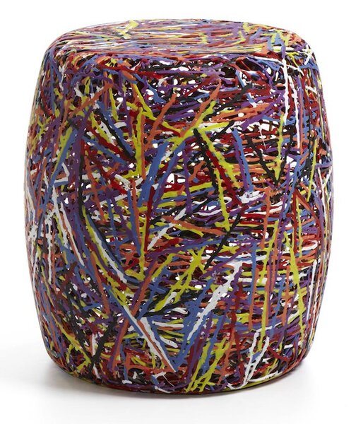 Pouf sgabello in Materiale Plastico termofuso 47xh50cm SATORI Bianco Multicolor