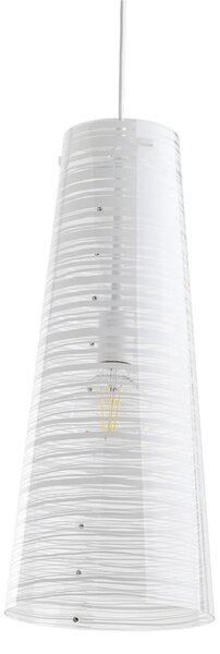 Sospensione con paralume conico PIXI �25xh60 cm in policarbonato Stampato trasparente Bianco