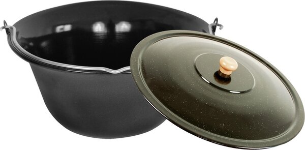 Bollitore per gulasch con coperchio 22 litri Grillplanet® "Black Edition"