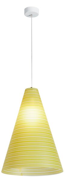 Sospensione con paralume conico in Sandylex �40xh60 cm, con stampa geometrica