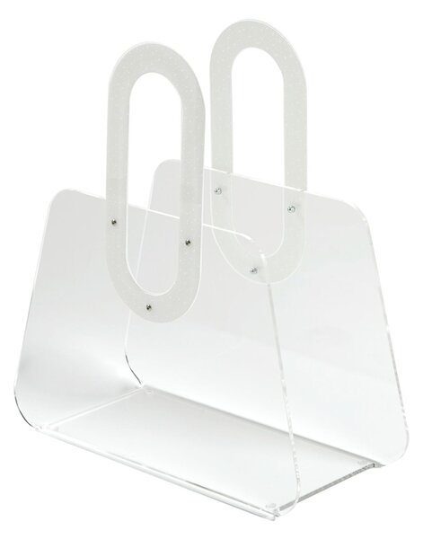 Portariviste in metacrilato trasparente BAG 33x15xh37 cm manici in policarbonato bianco