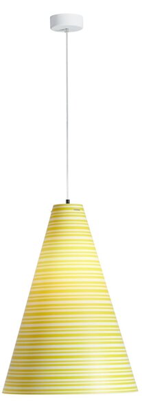 Sospensione con paralume conico in Sandylex �40xh60 cm, con stampa geometrica