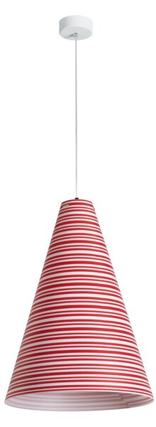 Sospensione con paralume conico in Sandylex �40xh60 cm, con stampa geometrica rosso