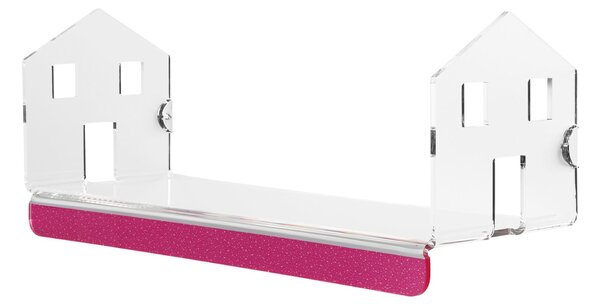 Mensola in metacrilato L60xP24 xh24cm Home colore trasparente profilo fucsia
