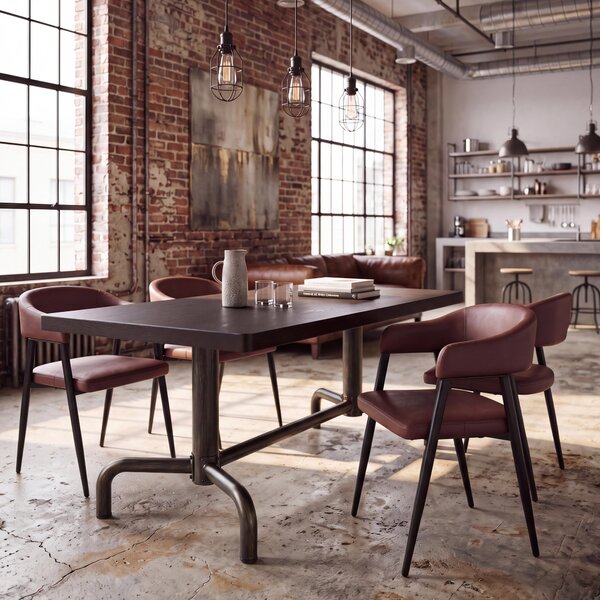 Tavolo da pranzo MCW-P31, tavolo da pranzo in legno industriale 140x80cm ~ scuro, struttura in bronzo