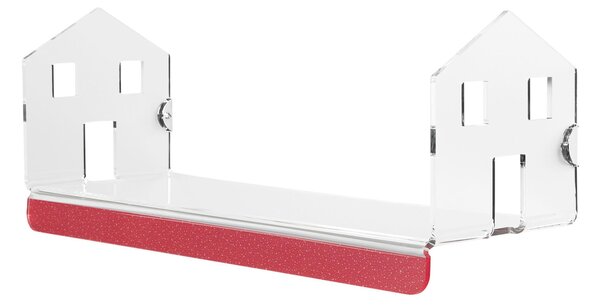 Mensola in metacrilato L60xP24 xh24cm Home colore trasparente profilo rosso