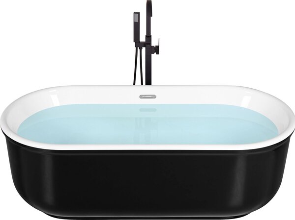 BELIANI Vasca da bagno bianca e nera 170 x 80 cm sanitaria in acrilico freestanding ovale forma curva bagno elegante