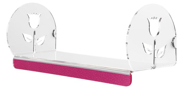 Mensola in metacrilato L60xP24 xh24cm Flower colore trasparente profilo fucsia