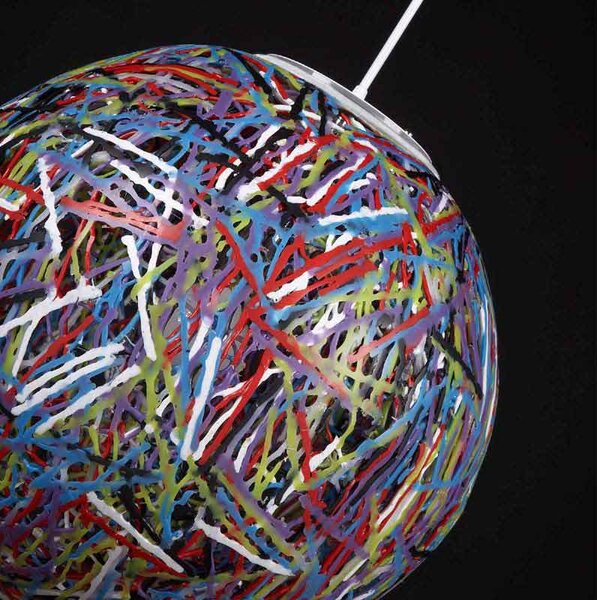 Lampada a Sospensione RELOAD Polypropylene derivante da processo di riciclo Dimensioni �48 Bianco materiale plastico termofuso riciclato multicolor