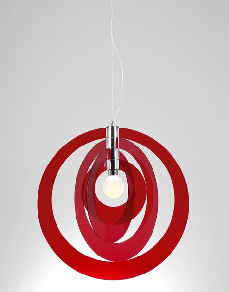 Lampadario a sospensione GALILEA Big �66xh68 cm composto da 4 anelli orientabili in metacrilato Rosso