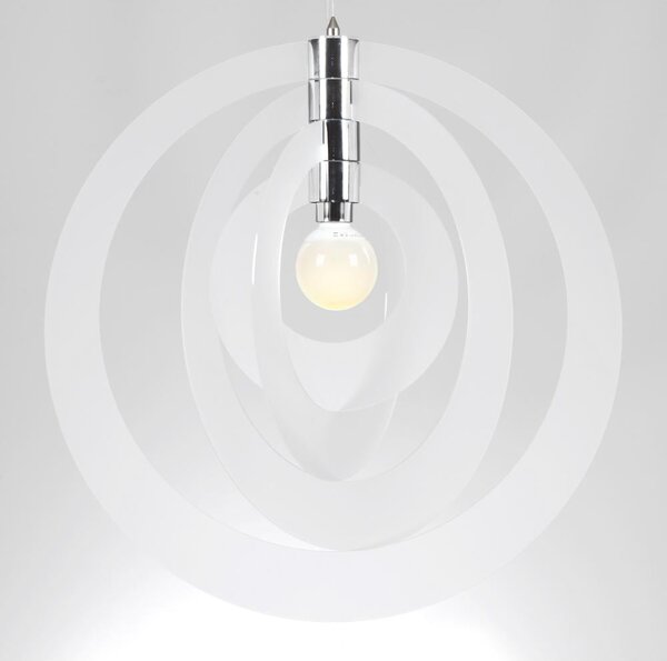 Lampadario a sospensione GALILEA Big �66xh68 cm paralume 4 anelli in metacrilato 30W Bianco satinato