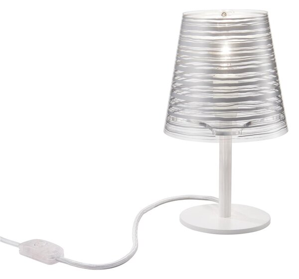 Lampada da tavolo Abatjour con Paralume in policarbonato PIXI diametro 16x16x h28 cm con paralume in policarbonato stampato Argento