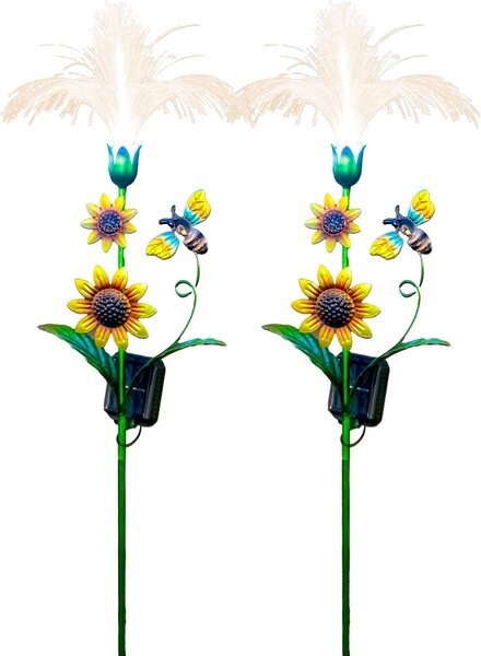 Northpoint LED - Piantina da giardino a energia solare per esterni con sensore crepuscolare - Decorazione da giardino - Set da 2 pezzi - Luce bianca calda