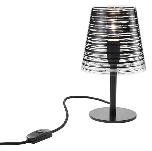 Lampada da tavolo Abatjour con Paralume in policarbonato PIXI diametro 16x16x h28 cm con paralume in policarbonato stampato Nero