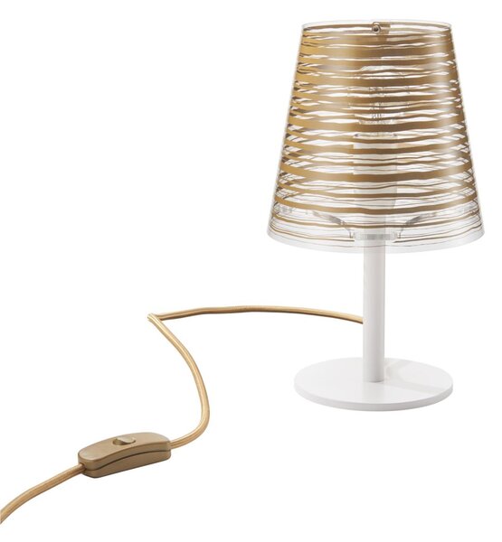 Lampada da tavolo Abatjour con Paralume in policarbonato PIXI diametro 16x16x h28 cm con paralume in policarbonato stampato Oro
