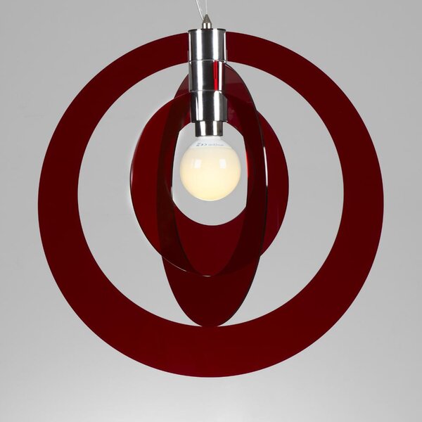 Lampadario a sospensione GALILEA Small �54xh56 cm composto da 3 anelli orientabili in metacrilato Rosso