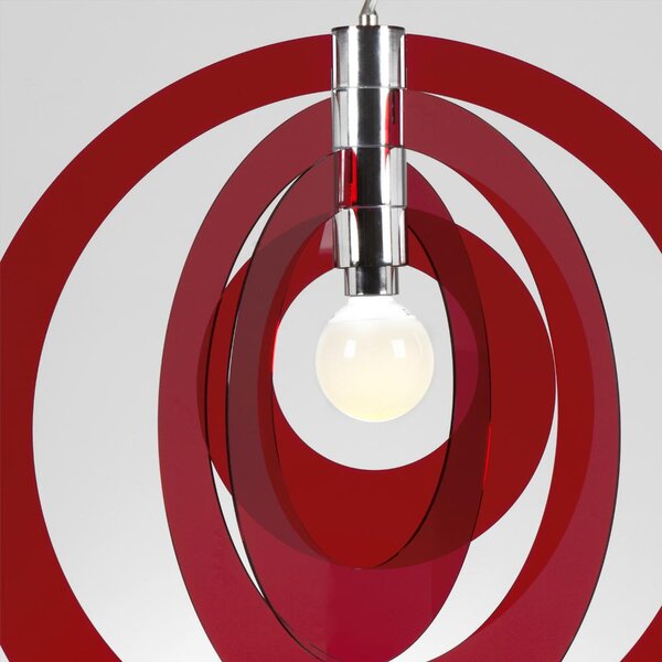Lampadario a sospensione GALILEA Big �66xh68 cm composto da 4 anelli orientabili in metacrilato Rosso