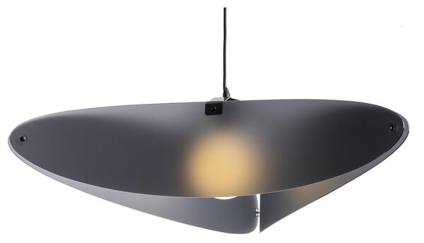 Lampada a Sospensione BELLATRIX realizzata con 3 sottili pannelli di cristallo acrilico diametro 90xh 26 cm in metacrilato colore Fum� Grigio satinato