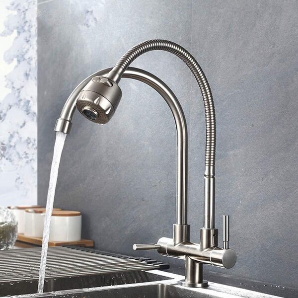 Solidchoice - Rubinetto da cucina in acciaio inossidabile con un'unica uscita per acqua fredda
