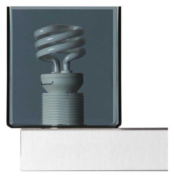 Applique da muro DIDODADO con supporto in acciaio satinato 11x17xh17 cm paralume Grigio Fum�