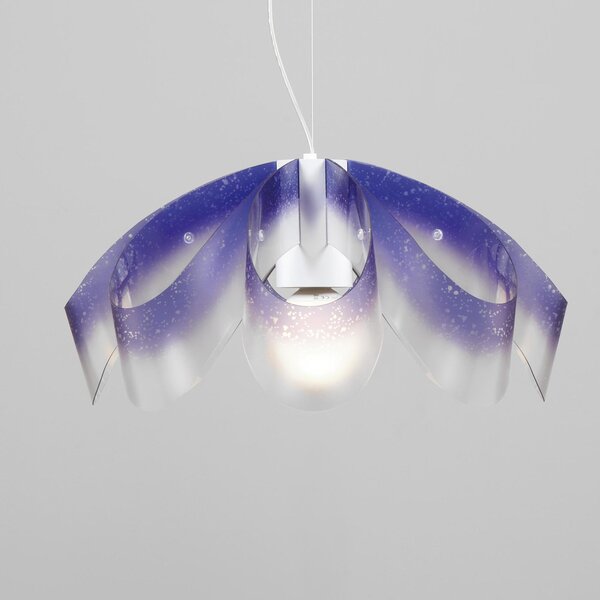 Lampadario a sospensione diametro 55xh28 cm con paralume in petali di policarbonato antiriflesso Flo Viola