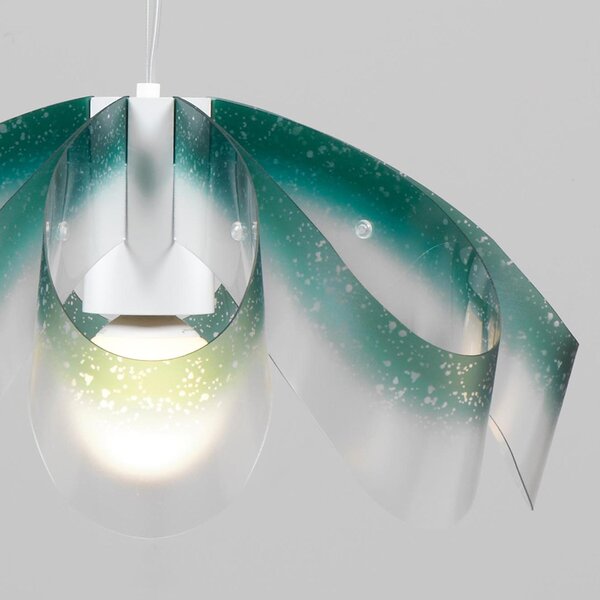 Lampadario a sospensione diametro 55xh28 cm con paralume in petali di policarbonato antiriflesso Flo Verde