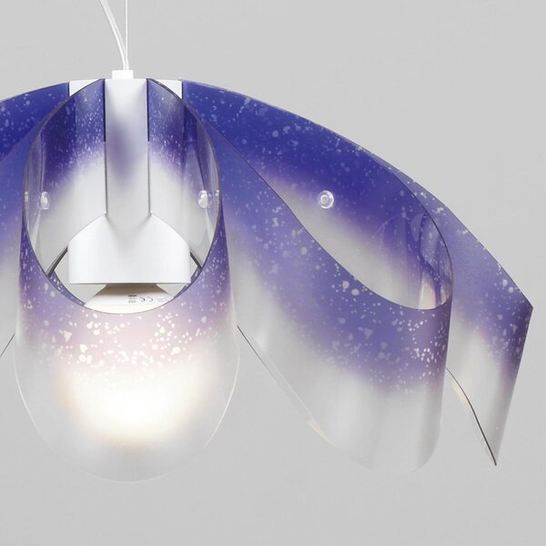 Lampadario a sospensione diametro 55xh28 cm con paralume in petali di policarbonato antiriflesso Flo Viola