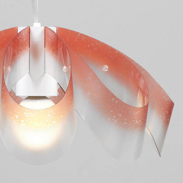 Lampadario a sospensione diametro 55xh28 cm con paralume in petali di policarbonato antiriflesso Flo Arancio Trasparente