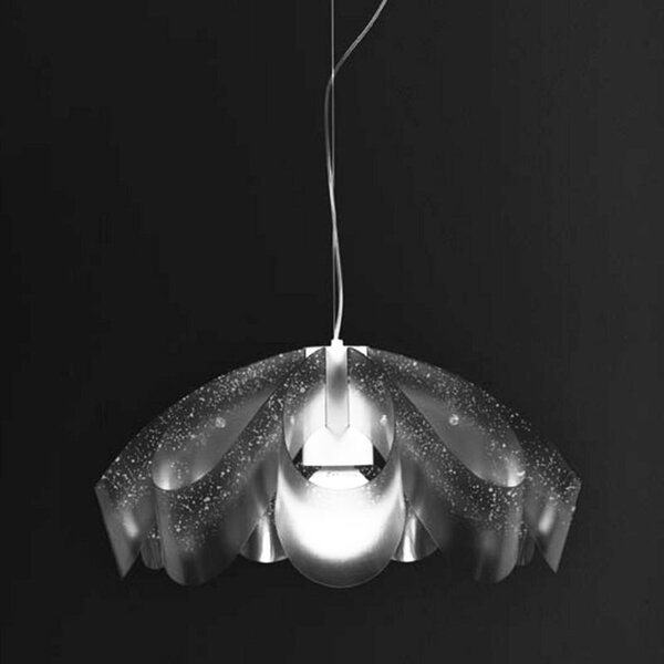 Lampadario a sospensione diametro 55xh28 cm con paralume in petali di policarbonato antiriflesso Flo neutro
