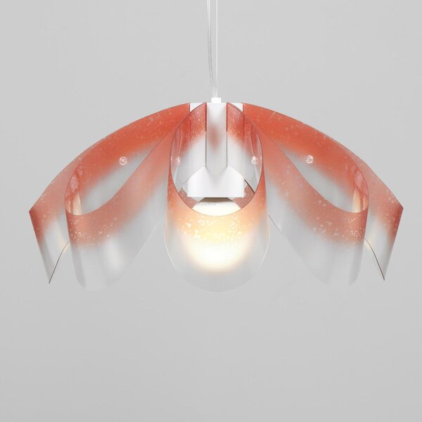 Lampadario a sospensione diametro 55xh28 cm con paralume in petali di policarbonato antiriflesso Flo Arancio Trasparente