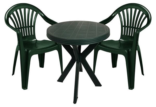 Set di sedute per balcone, mobili da giardino, set da 3 pezzi, plastica, colore verde
