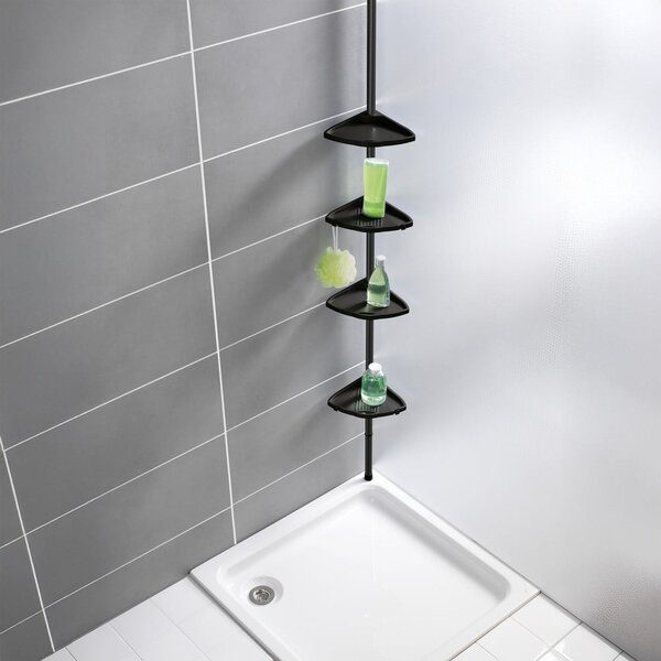Mensola da bagno telescopica/ad angolo nera in plastica Compact – Wenko