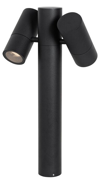Lampada da esterno a colonna, nera, 50 cm, 2 luci, orientabile, modello Duo