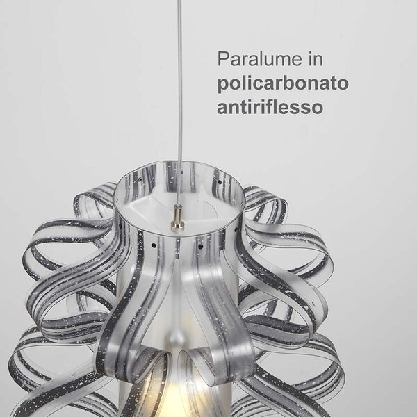 Lampada a sospensione diametro 53xh52 cm Venezia con paralume in policarbonato Nero