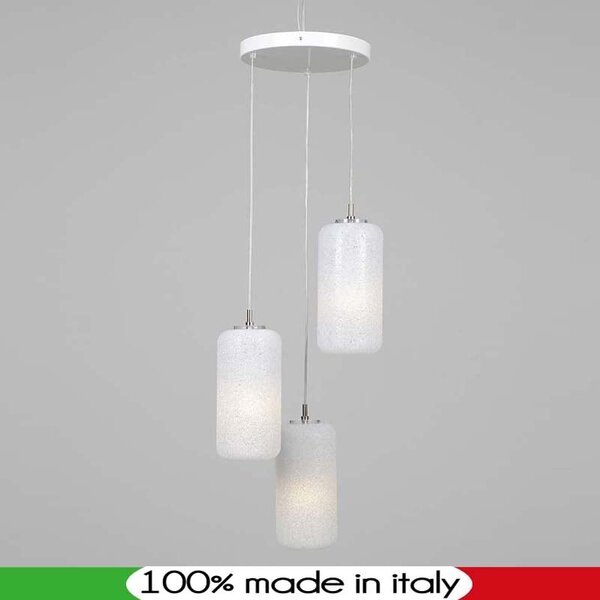 Pendel da soffitto con 3 cilindri TUBE in policarbonato granulare 3xE27 Max 30W