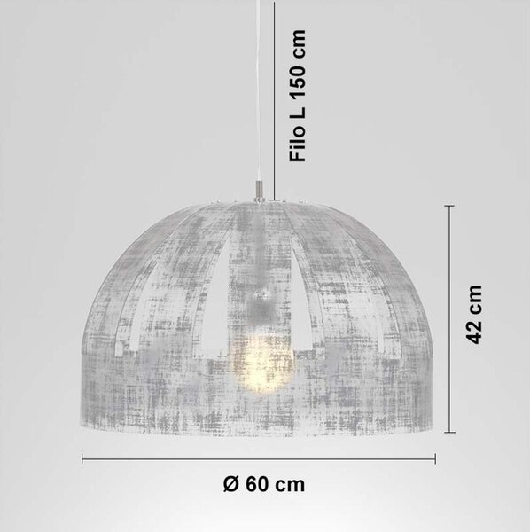 Lampada a sospensione CUPOLONE �60xh42 cm con paralume in policarbonato antiriflesso Bianco