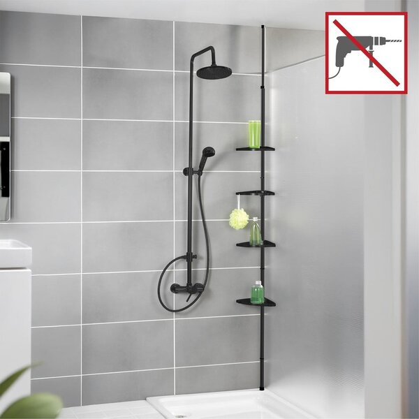 Mensola da bagno telescopica/ad angolo nera in plastica Compact – Wenko