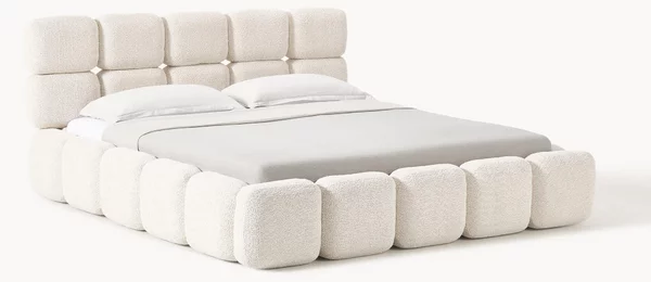 Letto imbottito in teddy-bouclé Tayla