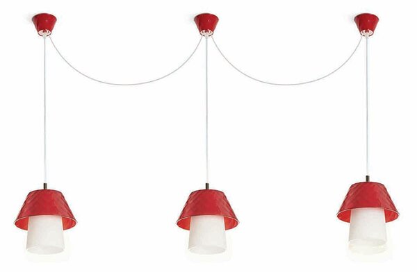 Sospensione realizzata in materiale acrilico TRILLY 3 Luci 49x41xh26cm �20xh 25 cm Rosso